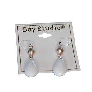 Bay Studio White Teardrop Earrings With Gold-Tone Accents For Women